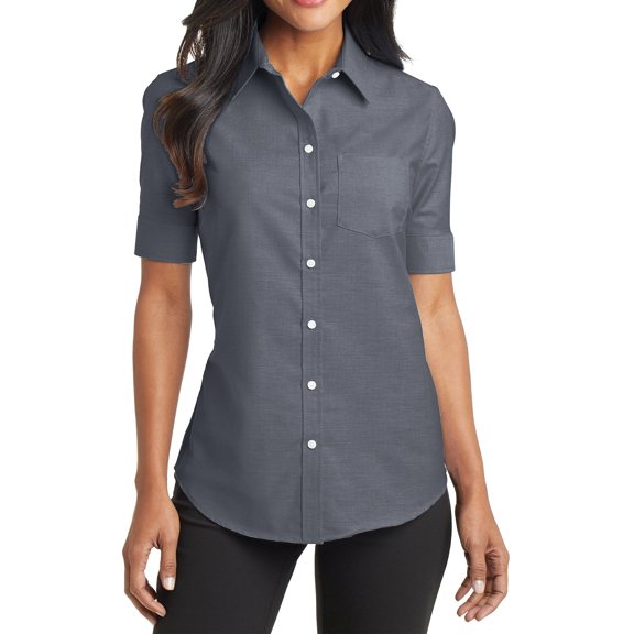 Mafoose Women's Short Sleeve SuperPro Oxford Shirt Black X-Small