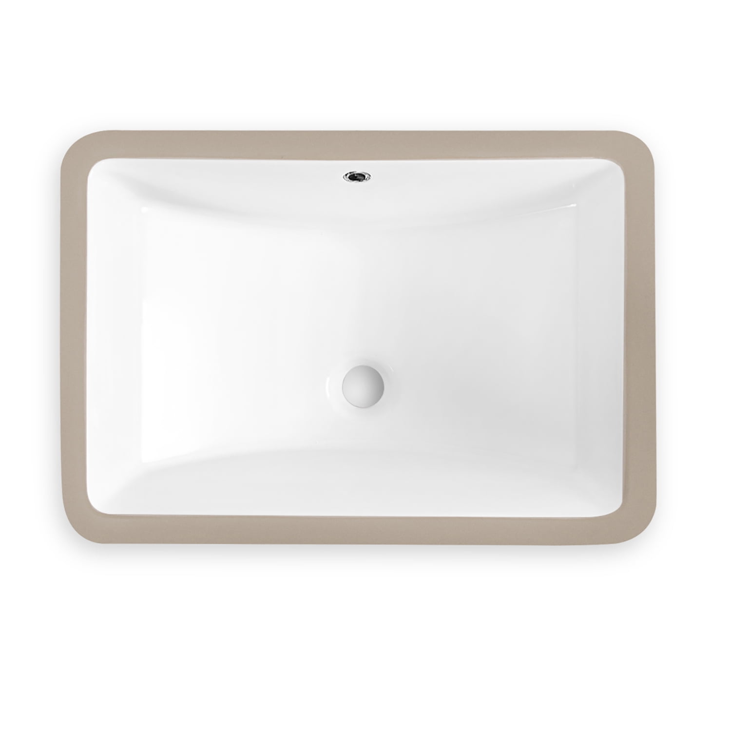Sinber 21 Inches Undermount Rectangular Bathroom Sink with Overflow Ceramic White Finish C1312-OL