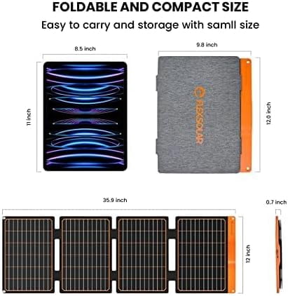 FlexSolar 40W USB Foldable Solar Panel Chargers 18W USB-A USB-C Portable Power Emergency ETFE Monocrystalline Small Panels IP67 Waterproof Camping Hiking Backpacking for Phones Power Banks Tablets