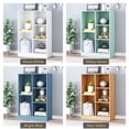 thumbnail image 3 of IOTXY Simple Bookcase with Base - 3 Tier 5 Cubes Freestanding Low Display Cabinet, Warm White, 3 of 5