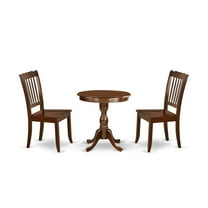 East West Furniture - ESDA3-MAH-W - 3-Pc Modern Dining Table Set - 2 Kitchen Chairs and 1 Dining Room Table (Mahogany Finish)