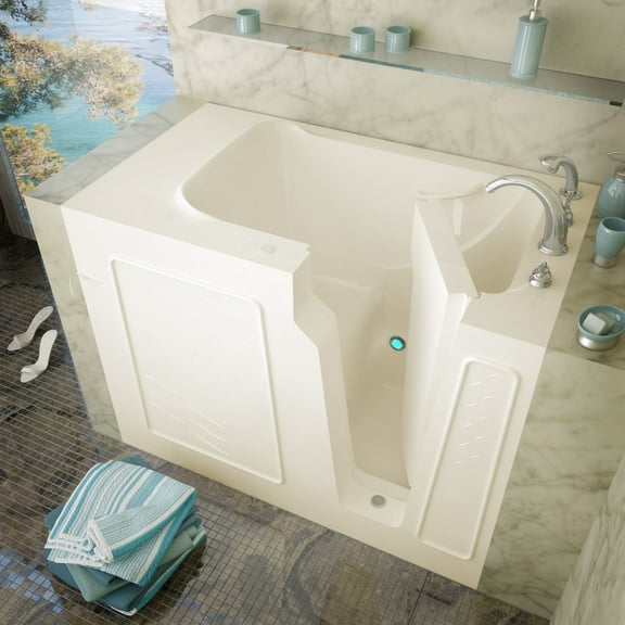 Meditub 2952Ls 52" Fiberglass Soaking Walk In Tub For Alcove Installations - Off White