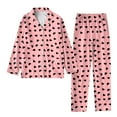 thumbnail image 2 of Valentine's Day Pajamas Sets for Women Cotton Button Down Pj Set Cute Heart Print Nightwear Soft Pj Lounge Sets, 2 of 4