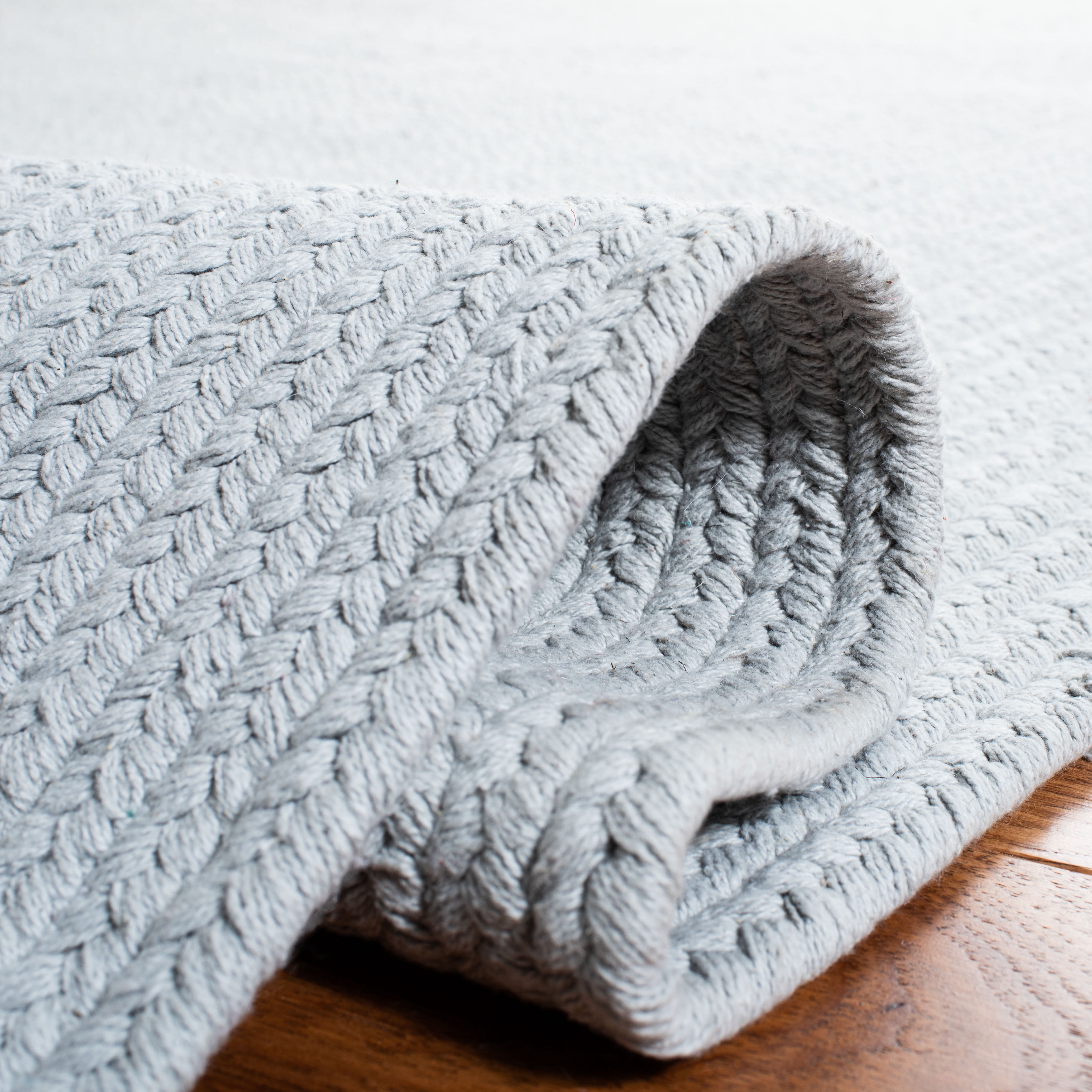 SAFAVIEH Braided Creighton Solid Cotton Reversible Runner Rug, Light Blue, 2'3" x 8'
