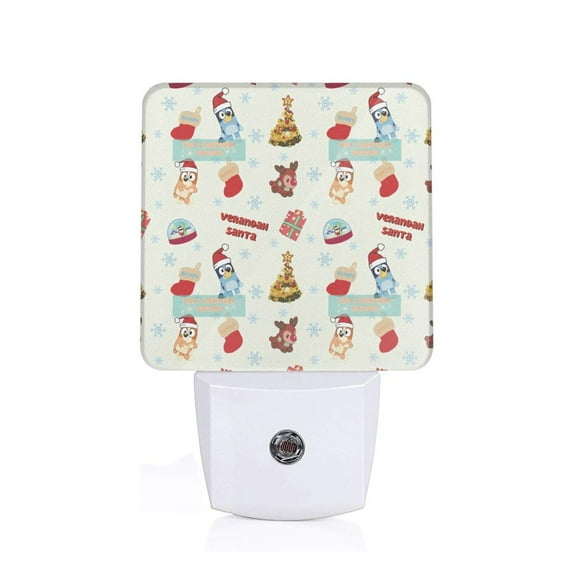 Silaia Bluey Print LED Dimmable Night Light, Plug in Night Light with Dusk to Dawn Sensor,Efficient Decor Desk Lamp,Bright Mini Wall Night Light for Kids Room, Stairway-US