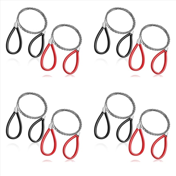 8 Pcs PVC Pipe Cable Saw Stainless Steel Wire Saw Hand Pocket String Rope Saw Emergency Survival Wire Saw Cutting Tool,8 x stainless steel wire cutters,Red&Black