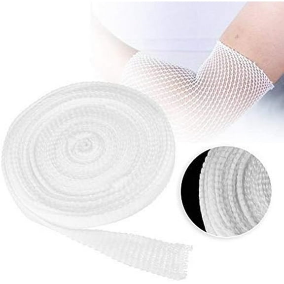 Triani 2Rolls Elastic Net Wound Dressing Bandage Breathable Tubular Gauze Stretch Support Bandage Fix Band Dressing Wrap Retainer for Wound Dressing's Restraint(5#/3.8cmx2m)White