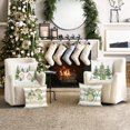 thumbnail image 2 of Christmas Throw Pillow Covers 18 x 18 Inch Xmas Trees Balls Snowy Houses Snowflakes Brown Winter Holiday Decorative Pillow Cases for Couch Sofa Bed Home Decor Set of 4, 2 of 6
