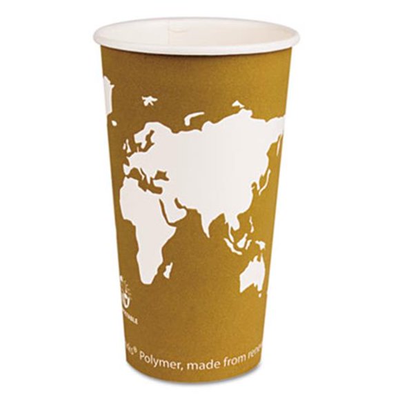 Eco-Products, Inc EPBHC20WA World Art Renewable Resource Hot Drink Cups, 20 oz, Tan, 1000-Carton