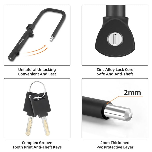 WEST BIKING U type lock,Lock With 2Lock U-lock Heavy Duty -theft Lock With 2 Lock U-lock Heavy Duty U Type Lock Bike Lock Siuke Duty - Lock