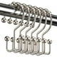 thumbnail image 1 of Ganchos para cortina de ducha, anillos para cortina de ducha, ganchos de metal a prueba de óxido, anillos de deslizamiento doble para barras de ducha de baño, cortinas, juego de 12 ganchos, níquel, 1 of 4