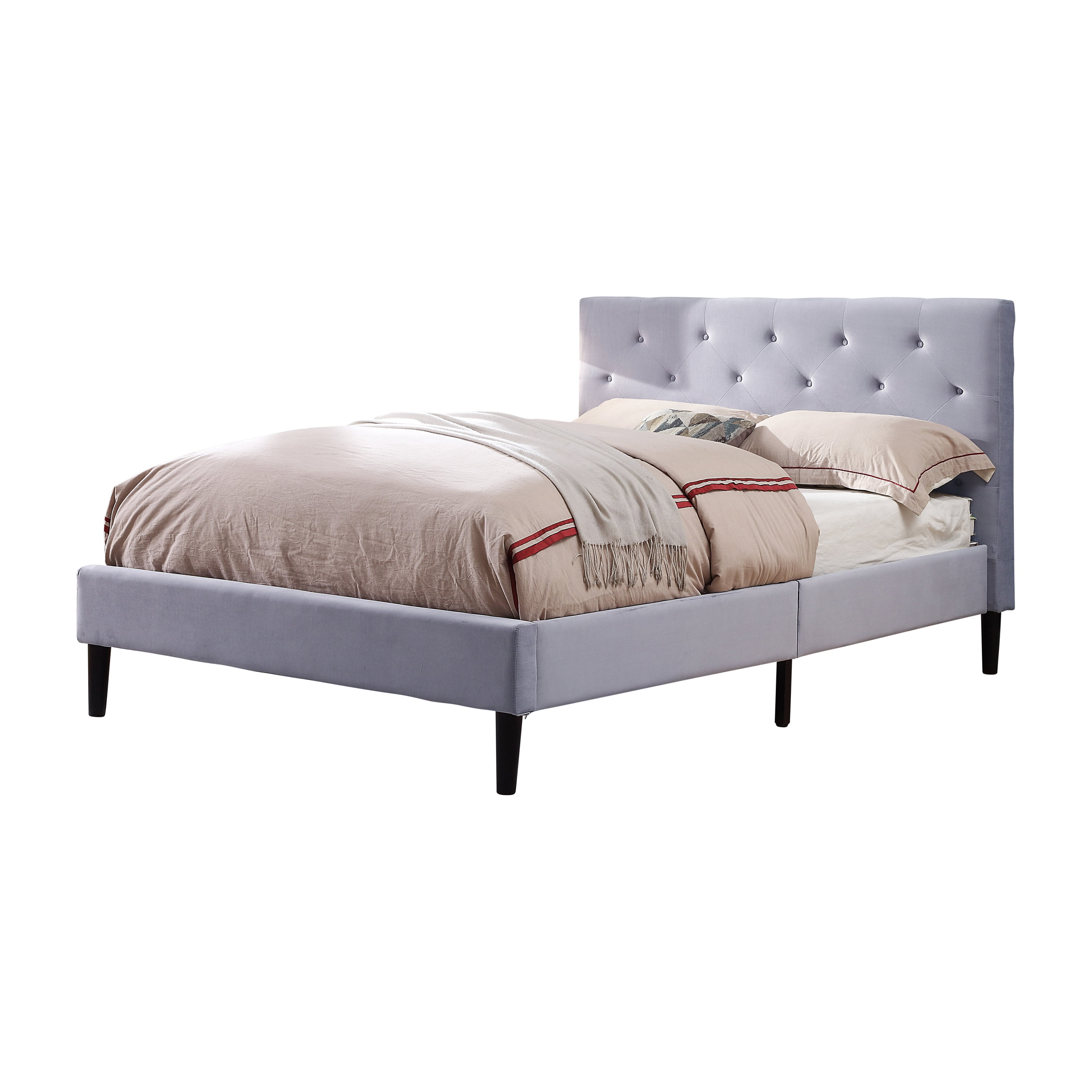 Furniture of America Frohm Mattress Ready Tufted Flannelette Light Fray Full Kids Bed