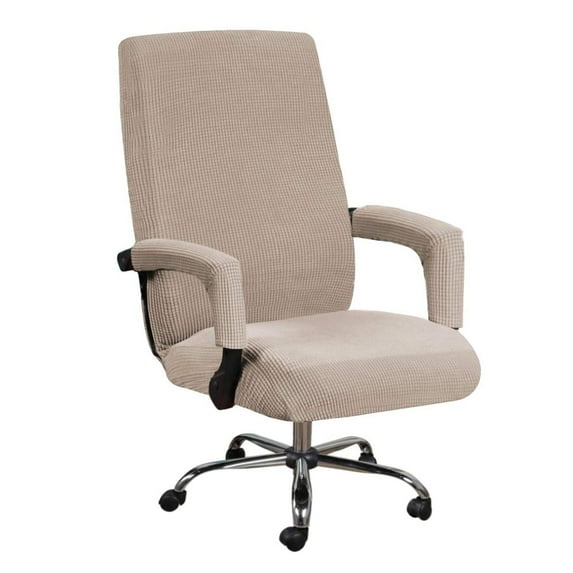 Durable Stretch Waterproof Office Chair Cover, High Back Computer Chair Slipcovers, for Universal Rotating Chair with Armrest Cover Khaki XL