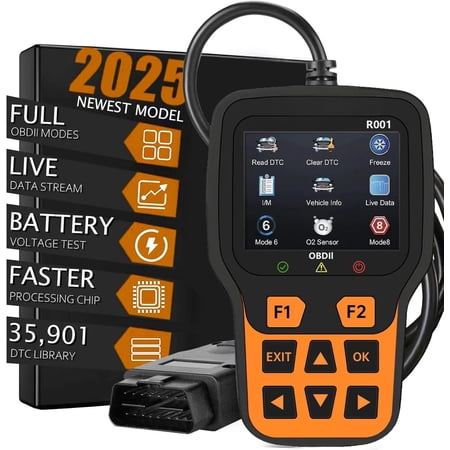 R001 OBD2 Scanner Diagnostic Tool, Check Engine Light Code Reader, Tester, I/M Readiness, Reset, Live Data, Diagnostic Scan Tools for OBDII Since 1996