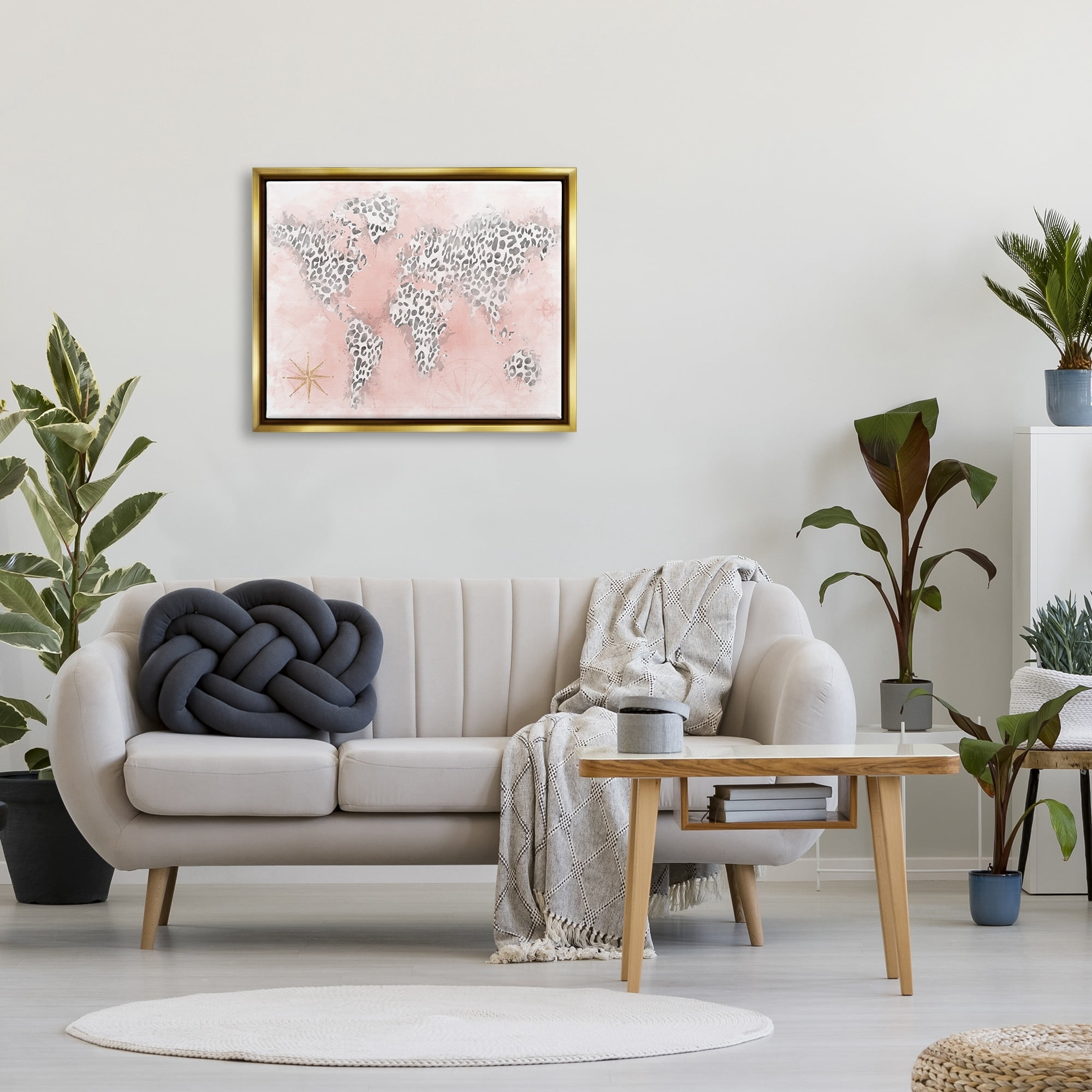 Stupell Industries Glam Cheetah Animal Pattern Continent Shapes Map Graphic Art Metallic Gold Floating Framed Canvas Print Wall Art, Design by Natalie Carpentieri