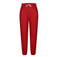 thumbnail image 5 of Lenpel Women's Lightweight Lounge Joggers Elastic High Waisted Drawstring Tapered Pajama Pants Comfy Pj Bottoms with Pockets(Red,Small), 5 of 7