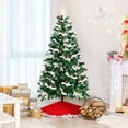 thumbnail image 3 of Costway Arbre de Noël à Charnière Enneigé Non Éclairé de 6 Pieds avec 818 Pointes Mélangées et Baies Rouges, 3 of 9