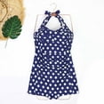 thumbnail image 4 of Wyobmus One Piece Bathing Suit for Women Vinatge Polka Dot Halter Swimsuits Tummy Control Ruched Low Cut Swimwear Blue, 4 of 4