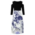 thumbnail image 4 of LSLJS Plus Size Women Sexy Round Neck Off Shoulder Floral Printed Strapless Gradient Splicing Long Sleeve Pullover Irregular Hem, Cocktail Dresses for Women Evening Party, 4 of 4