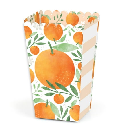 

Big Dot of Happiness Little Clementine - Orange Citrus Baby Shower or Birthday Party Favor Popcorn Treat Boxes - Set of 12