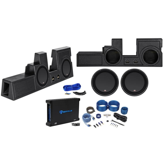 Dual 12" MTX Subwoofers Box Amp Wires For 2000-2016 Ford F250/350/450 Super Duty