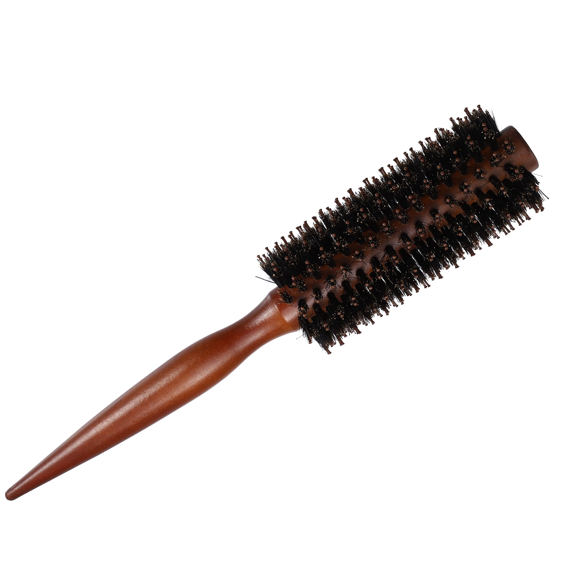 Unique Bargains Hair Round Comb Hairstyle Wavy Styling Tool Brush 1.89in Wood Brown 1.89"