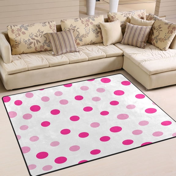 Yayeee Area Rugs for Living Room 6.7'x4.8' Non Slip Washable Bedroom Floor Carpet, Purple Polka Dots