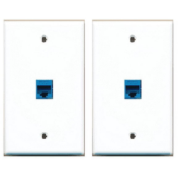 RiteAV - 1 Port Cat6 Ethernet Blue Wall Plate - 2 Pack