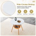 thumbnail image 6 of 31.5-Inch Round Coffee Table with Woven Storage Basket - White MDF Top & Solid Wood Legs, 6 of 10