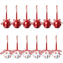 Zmeidao 12 Pcs Christmas Jingle Bells with Ribbon, Star Cutouts Craft Decorative Bells for Xmas Tree Ornaments Wreath Festival Crafts Home Decorations