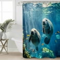 thumbnail image 2 of 60x72 Inch Shower Curtains for Bathroom Tropical Ocean Sea Lion Fabric Bath Curtain Decor Coastal Animal Fish Coral Waterproof Restroom Curtains Shower Set Accessories with 12 Hooks 60 Inch, 2 of 6