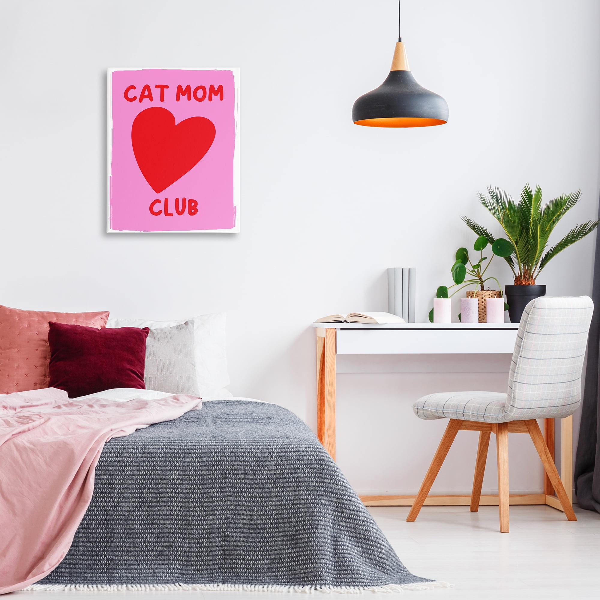 Stupell Industries Cat Mom Club Heart Text & Numbers Painting Wrapped Canvas Art Print Wall Art, 24 x 30