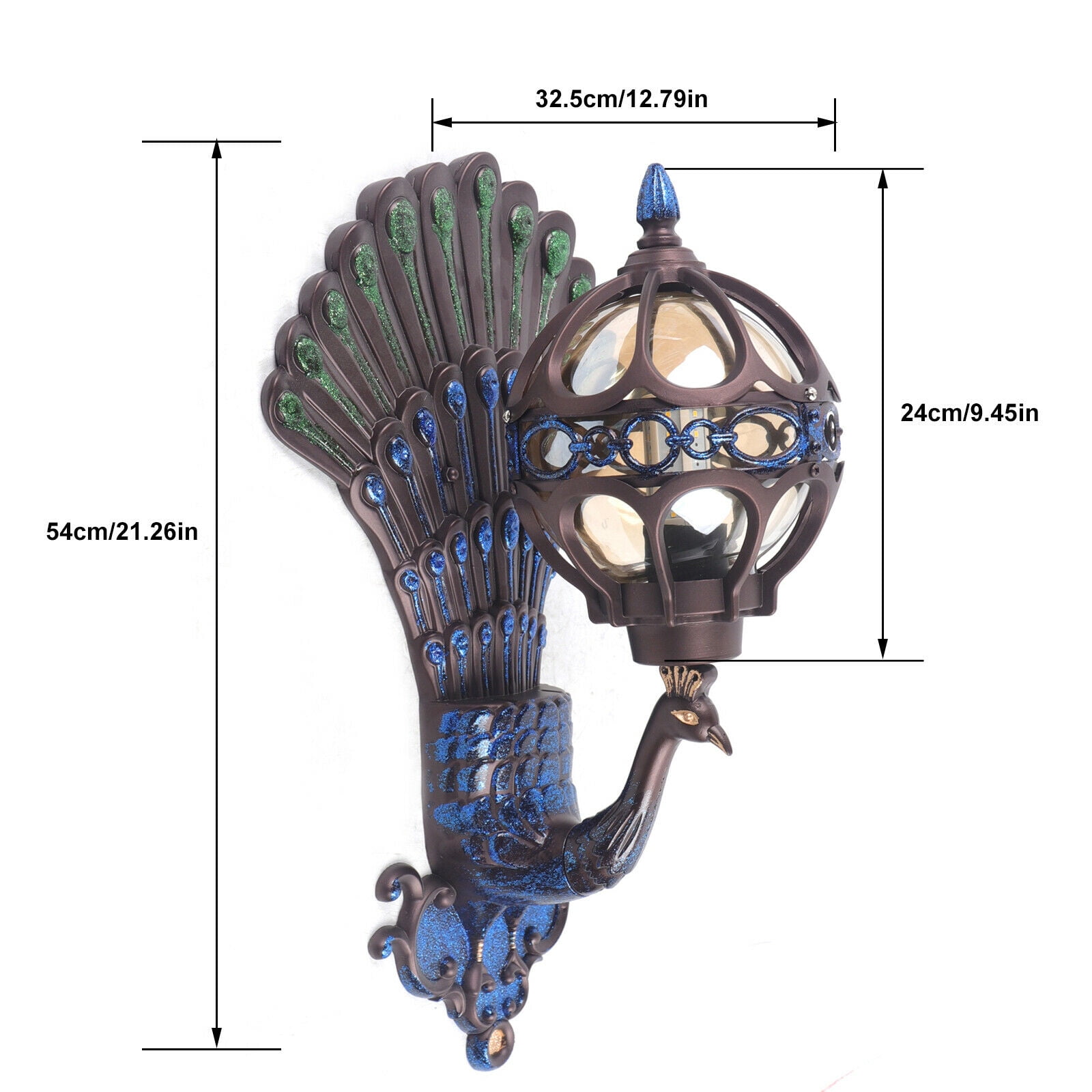 DENEST Antique Wall Mount Peacock Sconce Porch Light Lamp Garden Wall Lighting Fixture