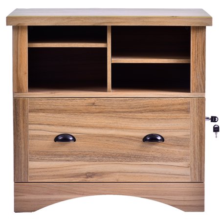 Topcobe Locking File Cabinet Wooden Filing Cabinet With Two Adjustable Shelves And Lock Ancient Oak Walmart Canada