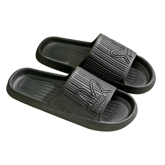 TUOBARR Soft Slippers for Women,Womens Mens Solid Color Slippers Super Soft Breathable Anti-Slip Bedroom Home Slippers Black
