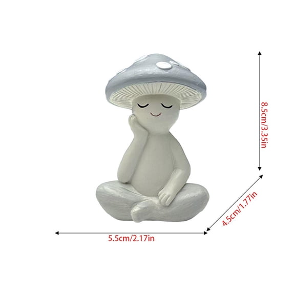 Cute Meditating Yoga Mushroom Resin Figurine, Stylish Desktop Ornament for Home Living Room, Exquisite Resin Craft for Shelf & Tabletop Display, Premium Mushroom Decor Decoration, C, 1pc