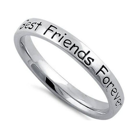 925 Sterling Silver Platinum Plated Best Friends Forever Women Valentines Day Gifts Ring