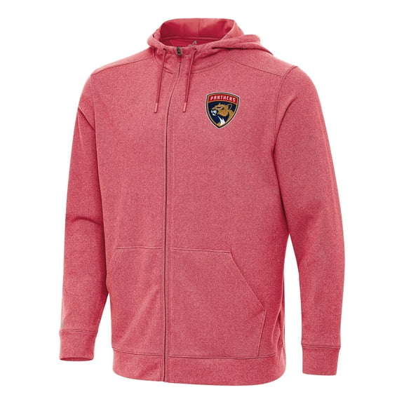 Men's Antigua Heather Red Florida Panthers Effortless Full-Zip Hoodie Jacket