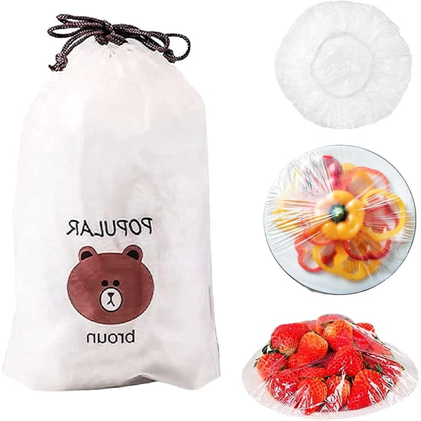 Bolsas de mantenimiento fresco, bolsas de sellado de plástico, cubierta de alimentos, sello universal de cocina, tapas de mantenimiento fresco (100 unidades)