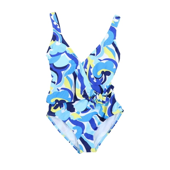 Tommy Bahama Women's One-Piece Swimsuit Side Tie Bathing Suit Stretch Blue 4 New