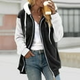 thumbnail image 3 of Manteau Contrasté pour Femmes Manteau Mi-Long Moelleux Cardigan à Capuche Mode Automne Manches Longues, 3 of 7