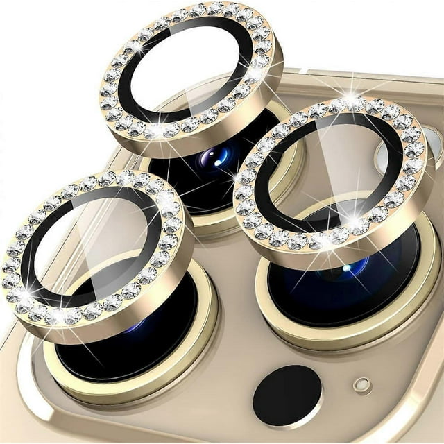 ZHAOCHENG Protector de lente de cámara para iPhone 14 Pro/14 Pro Max, vidrio templado HD + anillo de aluminio Protector de cámara para iPhone 14 Pro/14 Pro Max Cubierta de cámara dorada