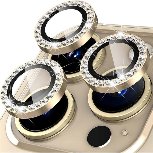 ZHAOCHENG Protector de lente de cámara para iPhone 14 Pro/14 Pro Max, vidrio templado HD + anillo de aluminio Protector de cámara para iPhone 14 Pro/14 Pro Max Cubierta de cámara dorada