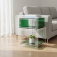 thumbnail image 2 of Rectangular Acrylic Side Table Nightstand, Modern End Table for Living Room, Bedroom (Green), 2 of 17