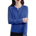 thumbnail image 2 of HBFAGFB Cardigan pour Femmes Col Rond Boucle Tricoté Chandail Polyvalent Vestes à Manches Longues Bleu Taille m, 2 of 5