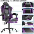 thumbnail image 5 of Gaming Chair with Headrest and Lumbar Support, Ergonomic High Back Office Chair, Racing Style Executive Computer Desk Chair, Leather Adjustable Swivel Task Chair for Home Office (Purple), 5 of 16