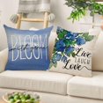 thumbnail image 4 of Blue Flower Spring Summer Decorative Throw Pillow Covers 18 x 18 Set of 4, Sweet Home Bloom with Grace Floral Mason Jar Cushion Case Decor, Live Laugh Love Birds Home Decoration for Sofa Couch, 4 of 5