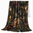thumbnail image 2 of Vintage Botanical Teal Floral Pattern, Cozy Botanical Garden Scene, Warm Flannel Blanket for Sunroom and Reading Nook, Garden Lovers Housewarming Gift, Botanical Home Decor, 2 of 9