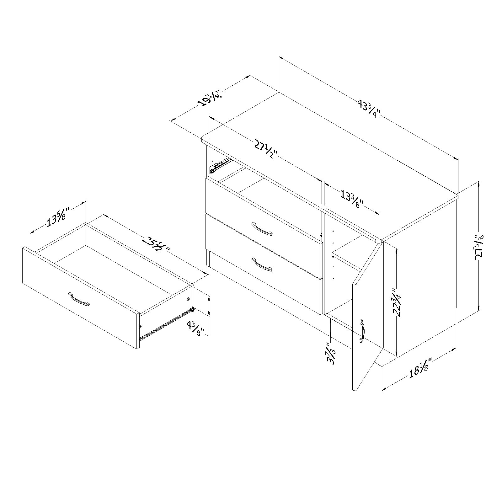 South Shore Smart Basics 3-Drawer Dresser with Door, Black - image 4 of 5