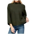 thumbnail image 1 of KIHOUT Spring Winter Womens Tops Pullover Loose Knitting Shirt 3/4 Sleeve Solid Color Sweater Top Shirt, 1 of 9